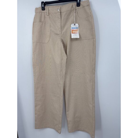 Cali 1850 Striped Wide Leg Pant Tan Size 13 NEW - Picture 3 of 6